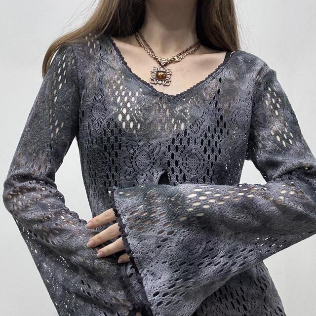 Distressed lace ultra flare top