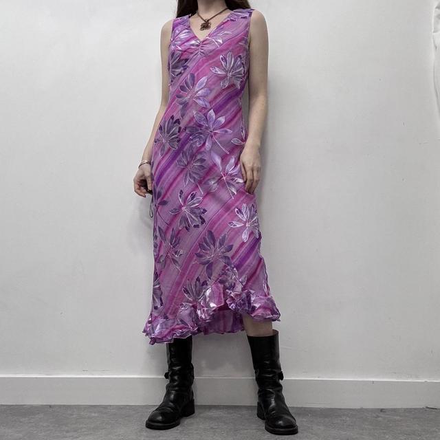 Striped floral bias cut dress