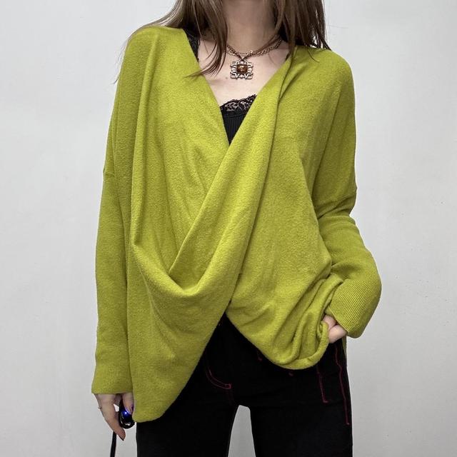 Green slouchy oversized drape jumper