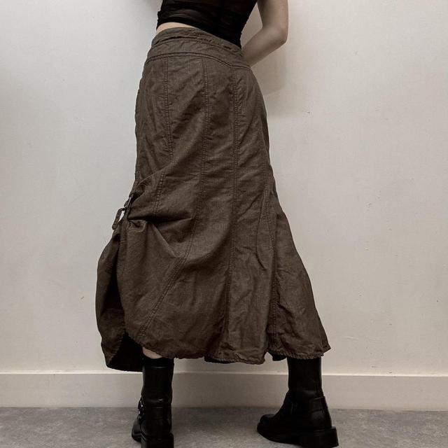 Brown linen asymmetrical skirt