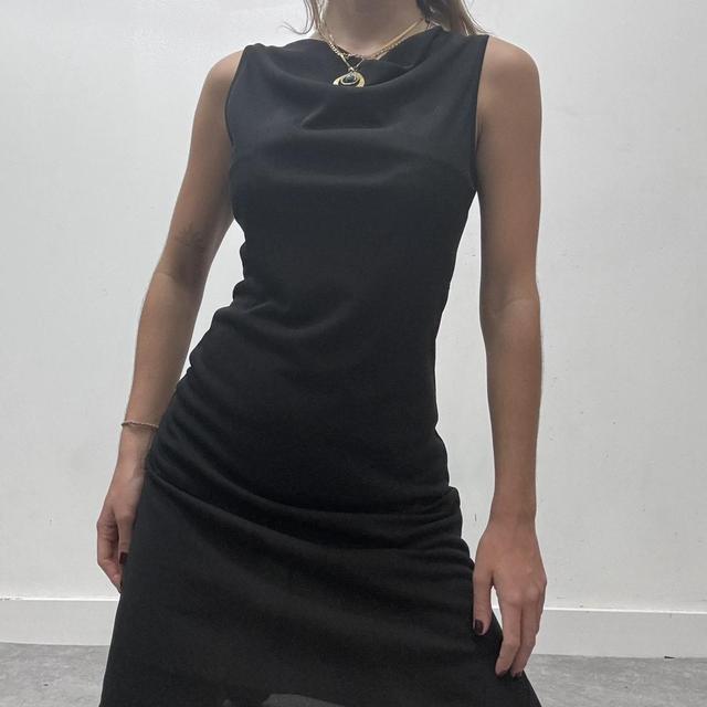Vintage black mesh slouchy dress