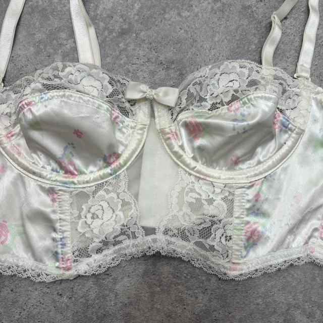 Vintage lace satin bralet