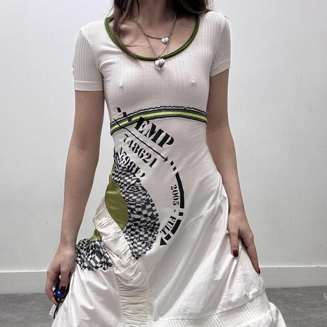 White graphic abstract dress