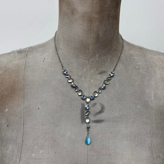 Blue gemstone fairy necklace