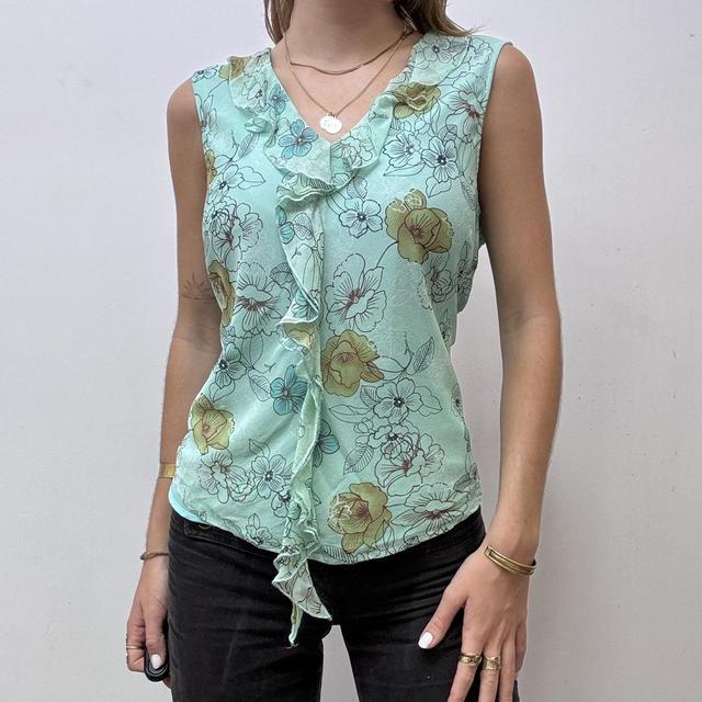 Vintage floral fairy silk flutter top