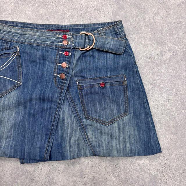 Asymmetric denim mini skirt