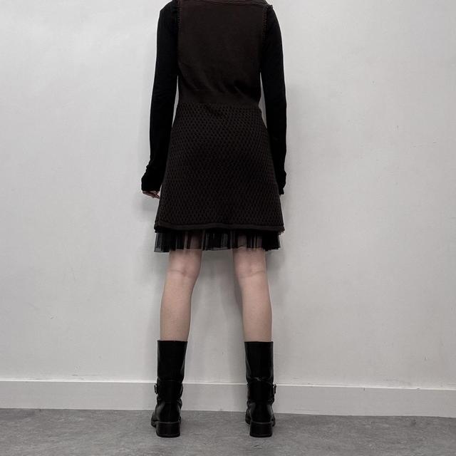 Sheer knit layered mesh mini dress