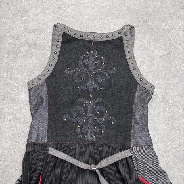 Grey studded pinstripe grunge dress