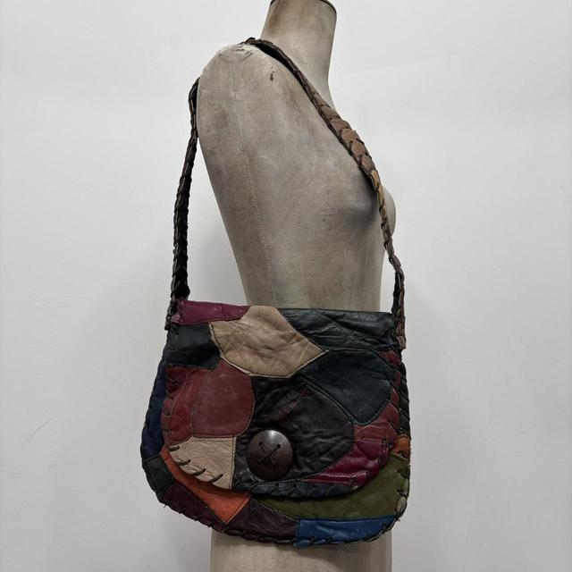 Patchwork leather hippy bag