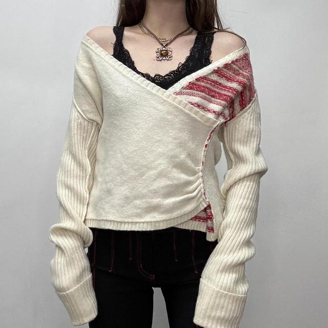 Slouchy asymmetric wrap jumper