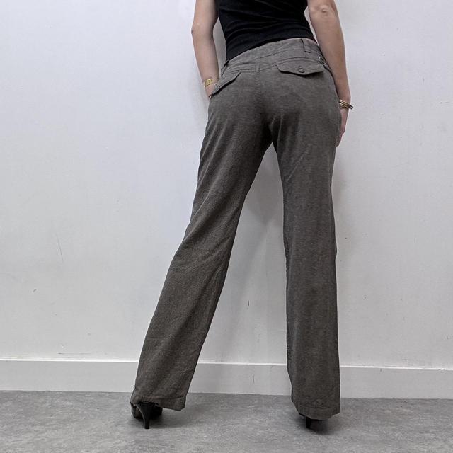 Grey pleated front suit trousers