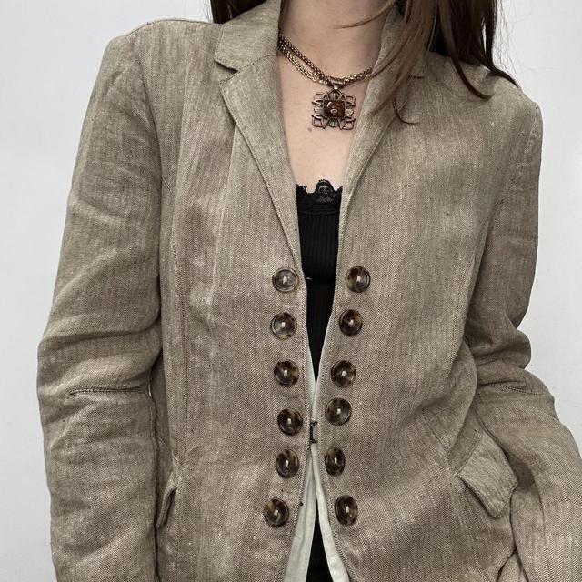 Slouchy puff hook linen blazer