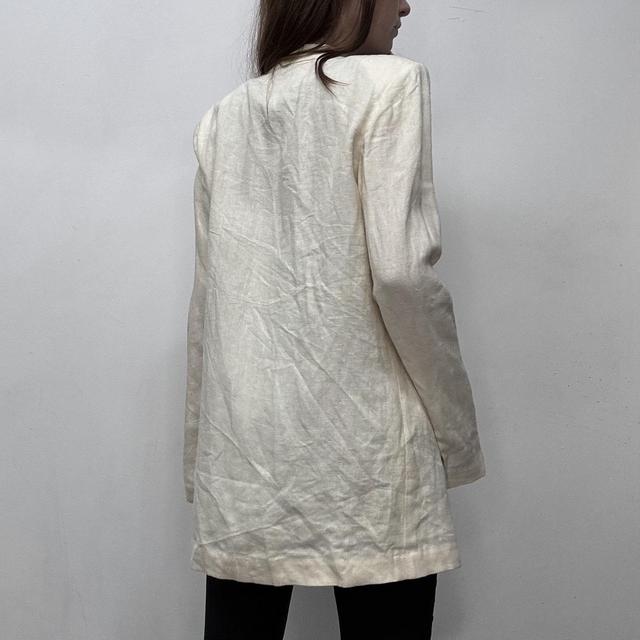 Cream long linen slouchy minimalist blazer