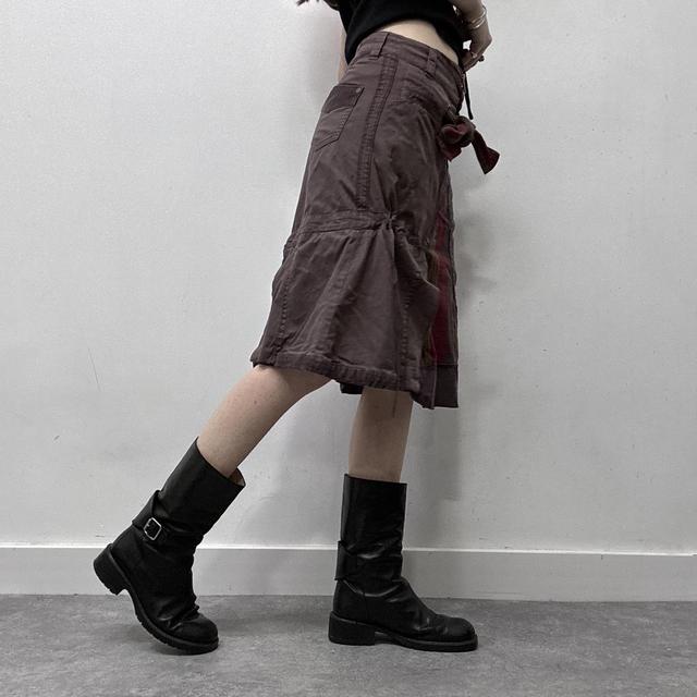 Tartan layered asymmetric midi skirt