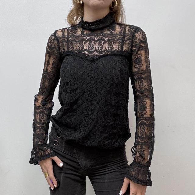 Sheer lace black blouse