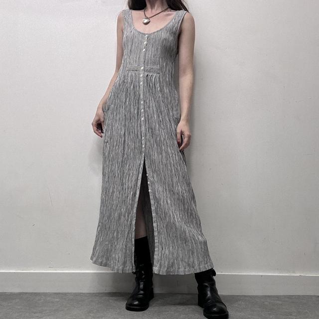 Crinkle pinstripe maxi dress