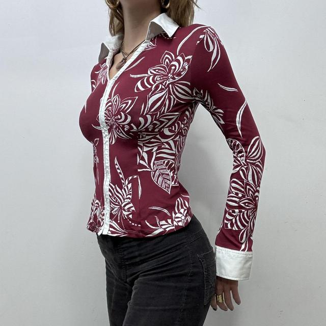 Graphic printed zip up shirt