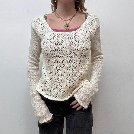 Cream mohair sheer layered jumper