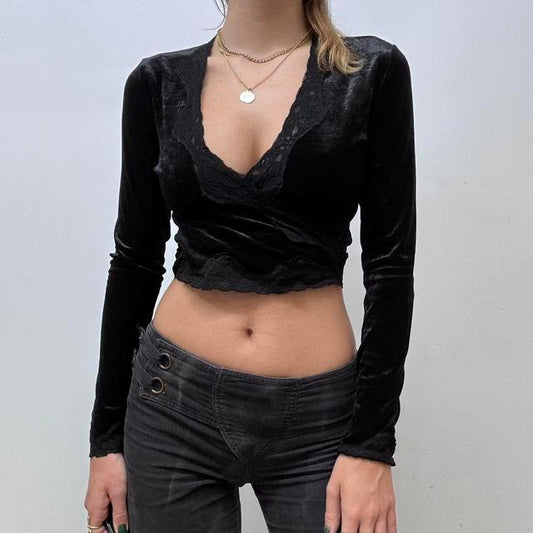 Velvet lace Morgan wrap top