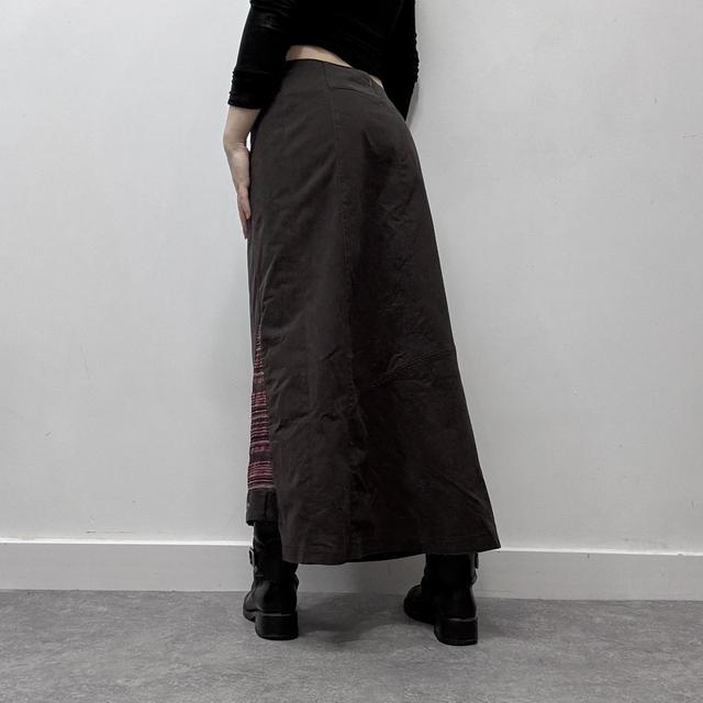 Brown asymmetric a-line maxi skirt