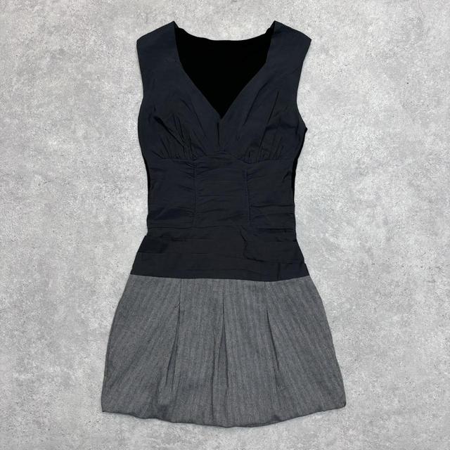 Black office mini puff dress