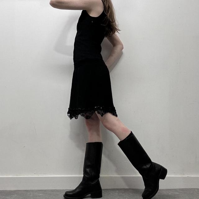 Black silk lace midi dress