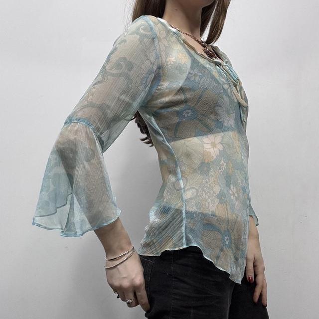 Paisley print sheer flared shirt