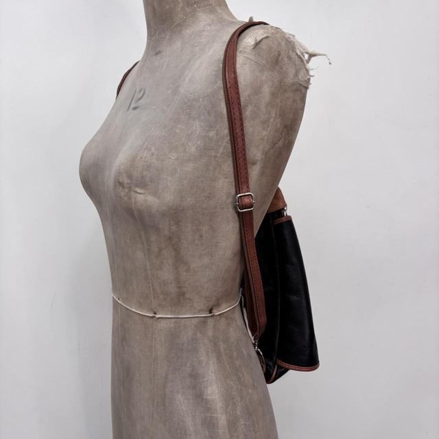 Black leather asymmetric backpack