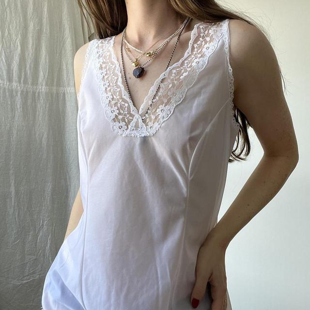 Sheer cami slip dress - true vintage lingerie nightie dress with lace trim in a sheer y2k style nylon material  🌸✨ vintage french