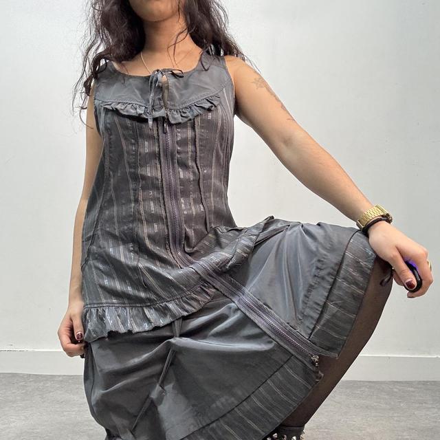 Pinstripe layered cargo dress