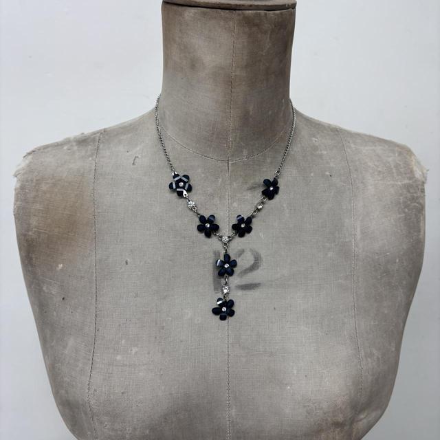 Blue gemstone flower fairy necklace