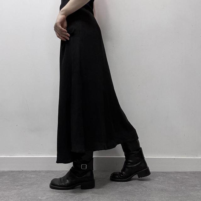 Black sheer layered midi skirt