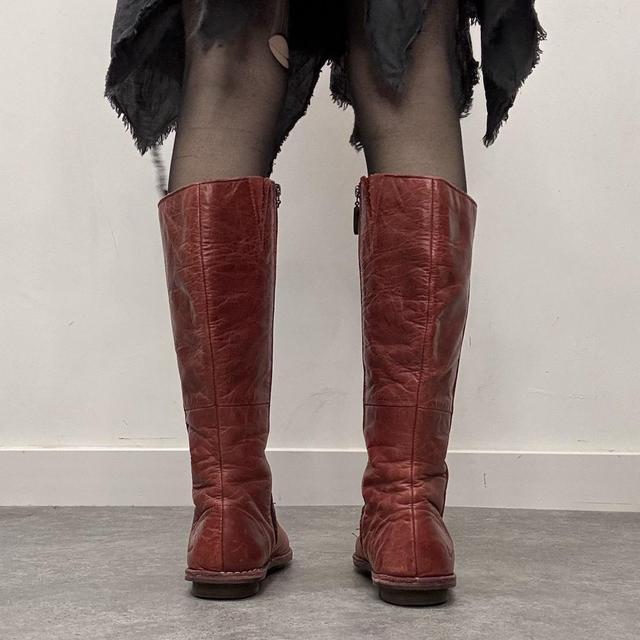 Red leather Dr marten moto boots