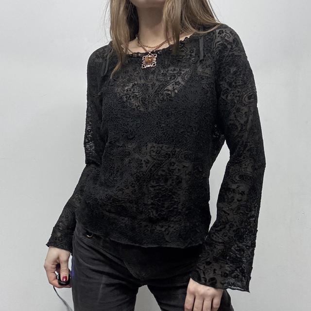 Sheer black flared gothic blouse