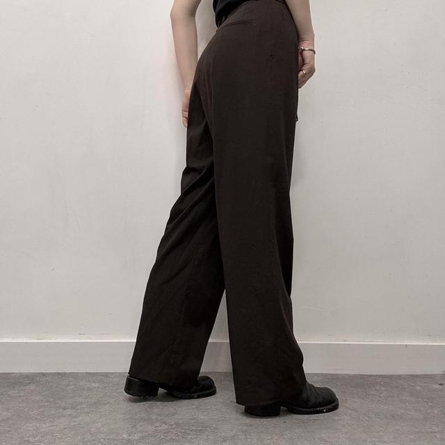 Brown uniqlo suit wide leg trousers