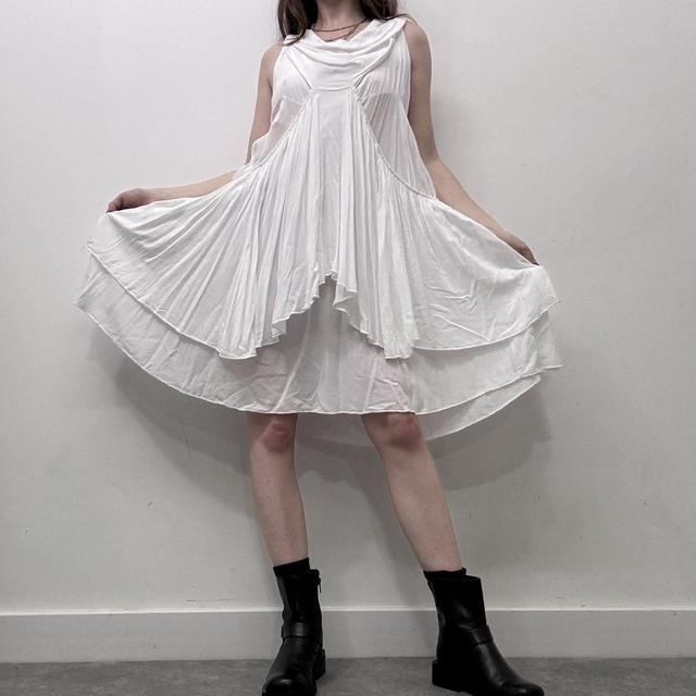 White drape layered dress