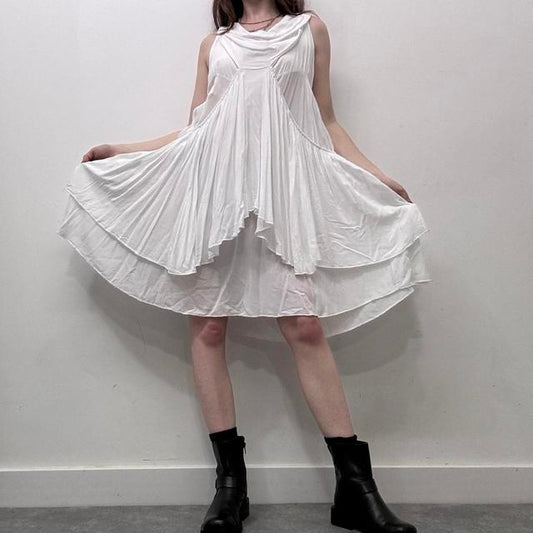 White drape layered dress