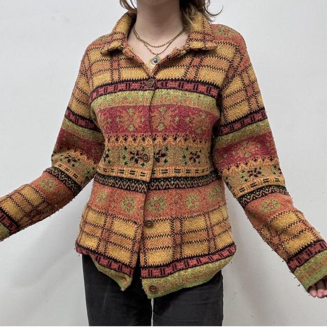 Hippy graphic knit autumn cardigan