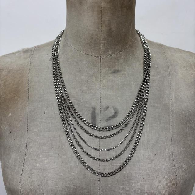 Layered silver chain necklace