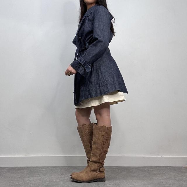 Denim cropped trench coat mac