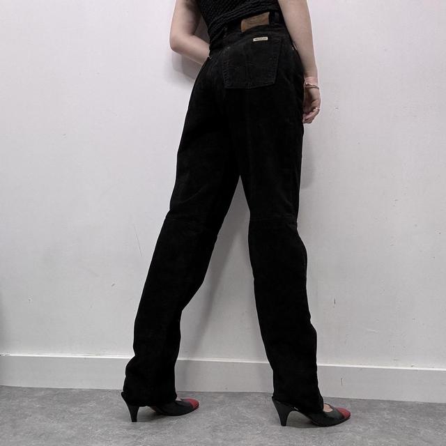Black suede trousers