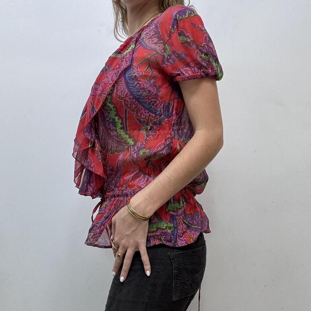 Sheer floral silk paisley shirt