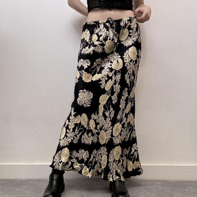 Maxi floral bias satin summer skirt
