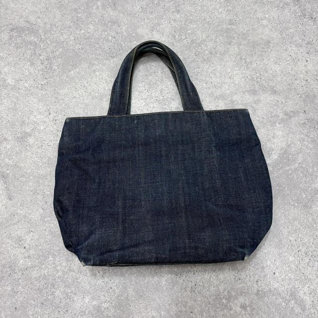 Dark denim embroidered mini bag