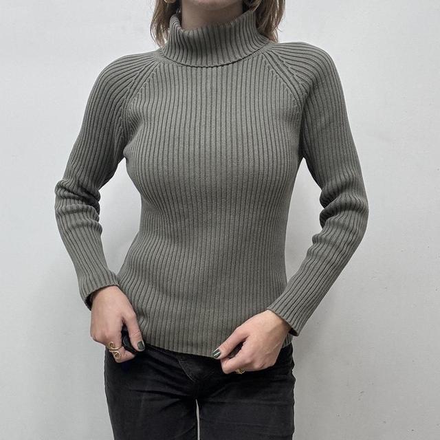 Khaki ribbed knit jumper