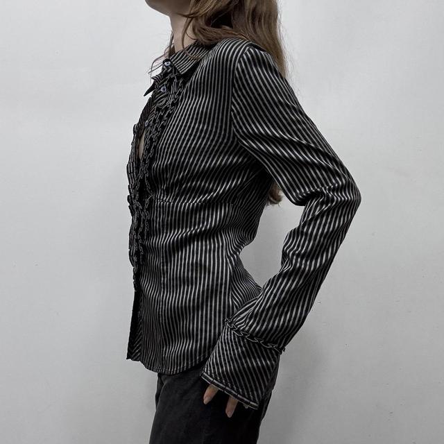Pinstriped silky fitted shirt
