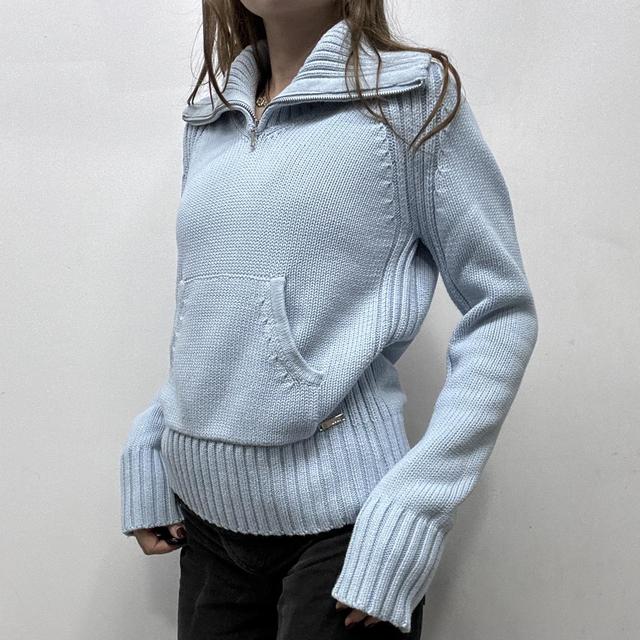 Pale blue chunky knit oversized jumper