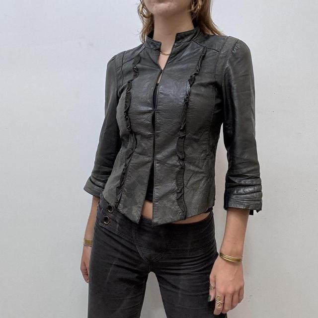 Grunge black fitted leather jacket