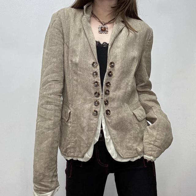 Slouchy puff hook linen blazer