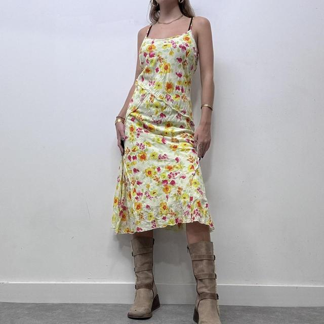 Floral printed textured midi dress
